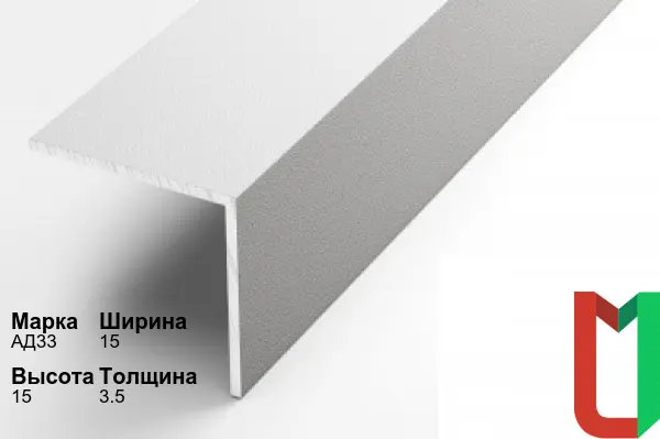 Алюминиевый профиль угловой 15х15х3,5 мм АД33