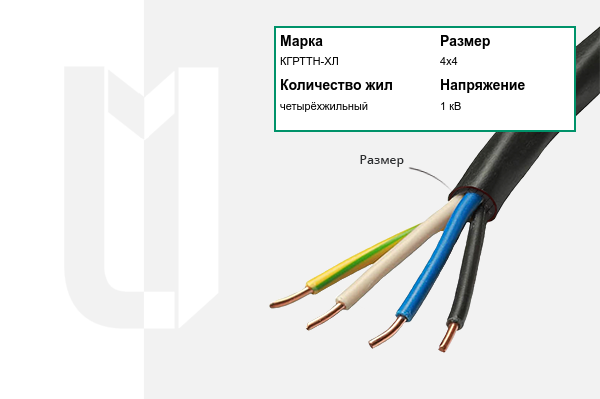 Силовой кабель КГРТТН-ХЛ 4х4 мм