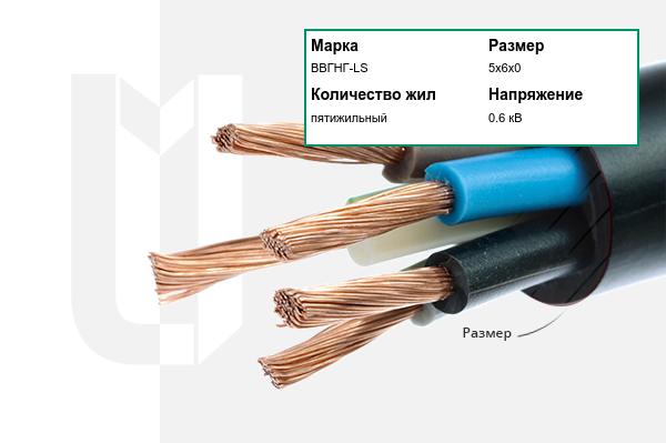 Силовой кабель ВВГНГ-LS 5х6х0 мм