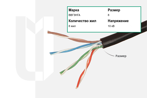 Силовой кабель ВВГЗНГА 8 мм